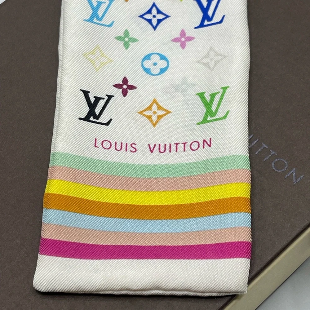 Louis Vuitton x Takashi Murakami Multicolor Y2K Bandeau Neckerchief Scarf Wrap - Picture 8 of 13